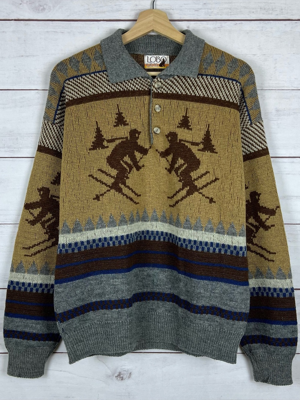 Lobo by Pendleton Wool Sweater Pullover Mens Ski Intarsia Fits Large